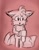 Size: 770x985 | Tagged: safe, artist:msvartzy, miles "tails" prower, 2025, cute, flat colors, floppy ears, front view, frown, gradient background, hand on arm, looking offscreen, male, monochrome, pink background, solo, standing
