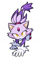 Size: 1332x1973 | Tagged: safe, artist:_sonicbarbie, blaze the cat, 2025, all fours, blazebetes, blushing, cute, looking at viewer, looking up, looking up at viewer, simple background, solo, white background