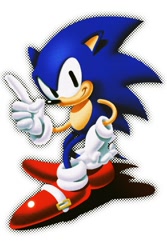 Size: 1000x1500 | Tagged: safe, artist:thesculpturema1, sonic the hedgehog, 2025, classic sonic, classic style, looking at viewer, pointing, simple background, smile, solo, white background