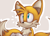 Size: 1100x796 | Tagged: safe, artist:sonicschilidog, miles "tails" prower, 2013, beige background, looking offscreen, looking up, outline, simple background, smile, solo, white outline