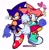 Size: 1915x1954 | Tagged: safe, artist:kirby-popstar, amy rose, sonic the hedgehog, ..., 2025, amybetes, blushing, classic amy, classic sonic, classic sonic (universe), cute, duo, heart, lidded eyes, linking arms, looking at viewer, looking offscreen, redraw, shipping denied, signature, simple background, smile, sonabetes, sonic is not amused, sweatdrop, unamused, white background, wink
