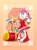Size: 624x842 | Tagged: safe, artist:blazetbw, amy rose, hedgehog, 2021, abstract background, flower, frown, hammer, looking up, piko piko hammer, rose, solo, standing