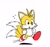 Size: 918x855 | Tagged: safe, artist:tailchana, miles "tails" prower, 2025, classic sonic (universe), classic tails, clenched fists, flat colors, looking offscreen, mouth open, running, shadow (lighting), signature, simple background, solo, white background
