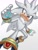 Size: 1553x2048 | Tagged: safe, artist:pybst3r, silver the hedgehog, 2025, from below, gradient background, looking at viewer, looking down, looking down at viewer, reaching towards the viewer, smile, smiling at viewer, solo, standing