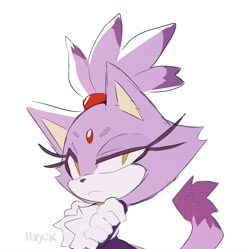 Size: 1485x1477 | Tagged: safe, artist:marychic2001, blaze the cat, 2025, arms folded, frown, looking at viewer, simple background, solo, white background