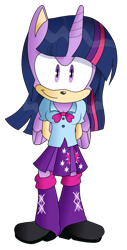 Size: 636x1255 | Tagged: dead source, safe, artist:atomiclance, alicorn, barely sonic related, hands behind back, looking at viewer, mobianified, my little pony, pony, simple background, smile, solo, standing, transparent background, twilight sparkle