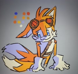 Size: 3024x2864 | Tagged: safe, artist:pkrockinon, miles "tails" prower, 2022, gradient background, looking down, smile, sonic boom (tv), splo, standing