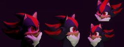 Size: 2834x1080 | Tagged: safe, artist:lanzo000, shadow the hedgehog, 2023, 3d, bust, cute, looking offscreen, purple background, shadowbetes, simple background, solo