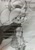 Size: 903x1280 | Tagged: safe, artist:sonikera19xd, whisper the wolf, wolf, 2022, clenched fists, clenched teeth, female, looking at viewer, monochrome, signature, solo, traditional media, walking