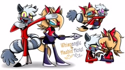 Size: 3840x2160 | Tagged: safe, artist:mlptmntdisneykauane, tangle the lemur, whisper the wolf, lemur, wolf, chaggie, charlie morningstar, cosplay, crossover, crying, cute, duo, duo female, happy, hazbin hotel, hellaverse, holding hands, lesbian, open smile, pants, sad, shipping, shirt, skirt, smile, tangle x whisper, vaggie, whispabetes