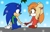 Size: 1025x655 | Tagged: safe, artist:manic4ever-bases, artist:soneamlover, cream the rabbit, sonic the hedgehog, 2020, age difference, aged up, base used, blushing, christmas, cream x sonic, duo, flat colors, gradient background, holding hands, looking at each other, ms paint, older, outdoors, shipping, sitting, smile, snow, snowing, straight