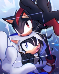 Size: 640x800 | Tagged: safe, artist:kazuna_endi, shadow the hedgehog, oc, oc:endi the hedgehog, hedgehog, jacket, male, shirt, shoes