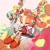 Size: 1280x1280 | Tagged: safe, artist:soba_kt, cheese (chao), cream the rabbit, chao, 2025, abstract background, creamabetes, cute, daytime, duo, eyes closed, flower, flower crown, looking at viewer, mouth open, neutral chao, open smile, outdoors, sketch, smile, smiling at viewer, swing