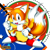 Size: 3000x2985 | Tagged: safe, artist:shadowlifeman, miles "tails" prower, fox, 2024, abstract background, classic tails, clenched fist, clenched fists, lineless, looking at viewer, male, mouth open, signature, smile, solo, standing