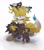 Size: 1810x2048 | Tagged: safe, artist:ramhamwaldoin, miles "tails" prower, 2025, aged up, apron, arm fluff, boots, brown gloves, brown shoes, chest fluff, clothes, crouching, ear fluff, flower, fur markings, hand on knee, lidded eyes, looking at something, older, older tails, shadow (lighting), simple background, solo, white background