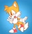 Size: 1187x1260 | Tagged: safe, artist:pukopop, miles "tails" prower, fox, 2018, classic tails, cute, flat colors, gradient background, looking at viewer, male, mouth open, open mouth, smile, solo, standing, standing on one leg, tailabetes, v sign, wink