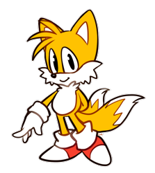 Size: 1280x1438 | Tagged: safe, artist:pukopop, miles "tails" prower, 2018, classic tails, cute, flat colors, hand behind back, looking at viewer, outline, signature, simple background, smile, solo, standing, tailabetes, transparent background