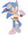 Size: 841x1060 | Tagged: safe, artist:scuttletown, sonic the hedgehog, hedgehog, 2018, blushing, clothes, drink, fully clothed, holding something, looking offscreen, male, shirt, shorts, simple background, sneakers, solo, sweatdrop, water bottle, white background, wiping face, workout outfit