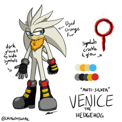 Size: 894x894 | Tagged: safe, artist:dragonswirl, hedgehog, blue eyes, boots, gloves, grey fur, male, venice the hedgehog