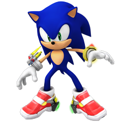 Size: 2000x2000 | Tagged: safe, artist:nibroc-rock, sonic the hedgehog, sonic adventure 2, 2016, 3d, bounce bracelet, flame ring, light shoes, male, simple background, smile, soap shoes, solo, standing, transparent background