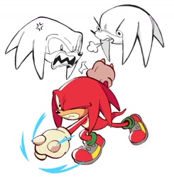 Size: 1578x1611 | Tagged: safe, artist:tuckeryart, knuckles the echidna, 2025, clenched teeth, punching, simple background, solo, white background