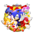 Size: 1920x1913 | Tagged: safe, artist:spinoskingdom875, amy rose, knuckles the echidna, metal sonic, miles "tails" prower, robotnik, sonic the hedgehog, human, sonic origins, 2022, 3d, black sclera, classic amy, classic knuckles, classic robotnik, classic sonic, classic tails, clenched fist, group, looking at viewer, looking offscreen, mouth open, open smile, reaching towards the viewer, redraw, robot, simple background, smile, smiling at viewer, transparent background, waving