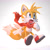 Size: 1920x1920 | Tagged: safe, artist:carlos díaz, miles "tails" prower, 3d, looking offscreen, mouth open, open mouth, open smile, redraw, scarf, simple background, smile, solo, treads, white background