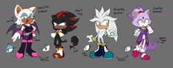 Size: 2048x810 | Tagged: safe, artist:fieldofcloverz, blaze the cat, rouge the bat, shadow the hedgehog, silver the hedgehog