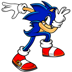 Size: 2048x2048 | Tagged: safe, artist:artyyline, sonic the hedgehog, 2023, backwards v sign, clenched teeth, posing, simple background, smile, solo, transparent background, uekawa style, v sign