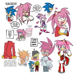 Size: 1438x1440 | Tagged: safe, artist:huhermm, amy rose, blaze the cat, sonic the hedgehog, tekno the canary, fleetway super sonic, gender swap