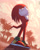 Size: 1280x1600 | Tagged: safe, artist:azizdraws, knuckles the echidna, abstract background, from behind, palm tree, solo