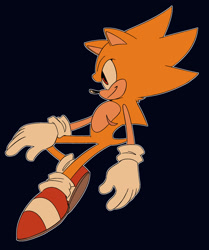 Size: 1721x2059 | Tagged: safe, artist:pand1on, sonic the hedgehog, super sonic, 2023, black background, flat colors, looking offscreen, outline, simple background, smile, solo, super form, top surgery scars, trans male, transgender