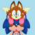 Size: 609x609 | Tagged: safe, artist:dragon22551, miles "tails" prower, sonic the hedgehog, sonic underground, 2023, aged down, alternate universe, au:sonic underground, baby, blue background, cute, duo, eyes closed, looking at them, mouth open, necklace, simple background, sweater, tongue out