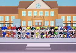 Size: 2360x1640 | Tagged: safe, artist:noooonswing, antoine d'coolette, barry the quokka, knuckles the echidna, mephiles the dark, miles "tails" prower, miles (anti-mobius), scourge the hedgehog, shadow the hedgehog, silver the hedgehog, sonic the hedgehog, oc, oc:durian the quilladillo, oc:endi the hedgehog, oc:felipe the hedgehog, oc:thunder dark the hedgemouse, human, fleetway super sonic, humanized, patch d'coolette