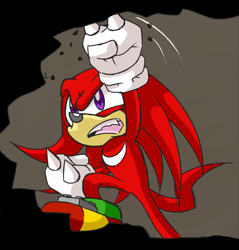 Size: 765x800 | Tagged: safe, artist:tanzillaaaa, knuckles the echidna, echidna, gloves, male, purple eyes, red fur, shoes, solo