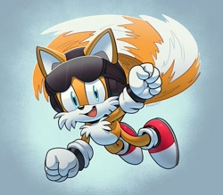 Size: 941x826 | Tagged: safe, artist:scourgefrontier, miles "tails" prower, fox, blue eyes, gloves, helmet, male, orange fur, shoes, socks