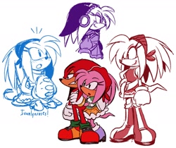 Size: 1739x1462 | Tagged: safe, artist:pagonmoon, amy rose, knuckles the echidna, echidna, duo, female, male, species swap