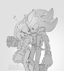 Size: 1229x1373 | Tagged: safe, artist:virginiebl96582, amy rose, shadow the hedgehog, hedgehog, amy x shadow, duo, female, male, shipping, straight