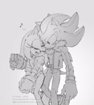 Size: 1229x1373 | Tagged: safe, artist:virginiebl96582, amy rose, shadow the hedgehog, hedgehog, amy x shadow, duo, female, male, shipping, straight
