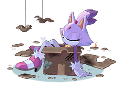 Size: 1892x1343 | Tagged: safe, artist:angiethecat, blaze the cat, box, cardboard box