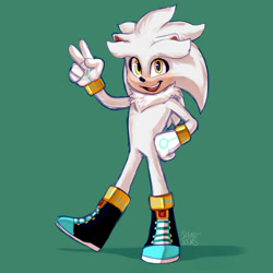 Size: 540x540 | Tagged: safe, artist:solar socks, silver the hedgehog, hedgehog, boots, gloves, grey fur, male, solo, yellow eyes