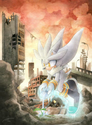 Size: 827x1122 | Tagged: safe, artist:finikart, silver the hedgehog, male, solo