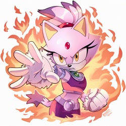 Size: 2000x2000 | Tagged: safe, artist:nikkikaji, blaze the cat, starfire (dc comics)