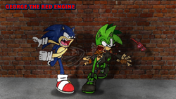 Size: 3840x2160 | Tagged: safe, artist:georgetheredengine15, scourge the hedgehog, sonic the hedgehog