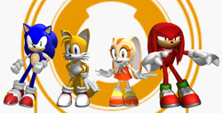 Size: 1256x636 | Tagged: safe, knuckles the echidna, miles "tails" prower, sonic the hedgehog, mmd