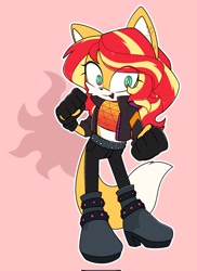 Size: 1488x2048 | Tagged: safe, artist:fieldofcloverz, fox, mobianified, sunset shimmer