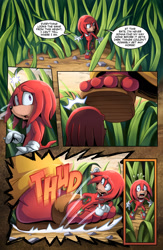 Size: 1105x1700 | Tagged: safe, artist:glitcher, knuckles the echidna, lara-le, comic:knuckles-deep in trouble, extreme size difference