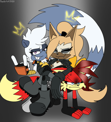 Size: 3000x3300 | Tagged: safe, artist:fartist2020, fiona fox, tangle the lemur, whisper the wolf