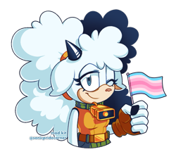 Size: 939x847 | Tagged: safe, artist:sonicpridecorner, lanolin the sheep, flag, looking at viewer, pride, pride flag, signature, simple background, smile, solo, trans female, transfem pride, transfeminine, transgender, transparent background, wink