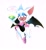 Size: 1890x2048 | Tagged: safe, artist:ghostie_goose, rouge the bat, bat, chaos emerald, dialogue, english text, female, holding something, lidded eyes, looking at viewer, mouth open, open mouth, open smile, signature, simple background, smile, smiling at viewer, solo, speech bubble, white background